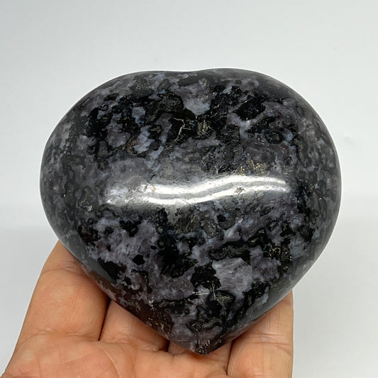 354.7g,3.1"x3.2"x1.4" Indigo Gabro Merlinite Heart Gemstone @Madagascar,B19896