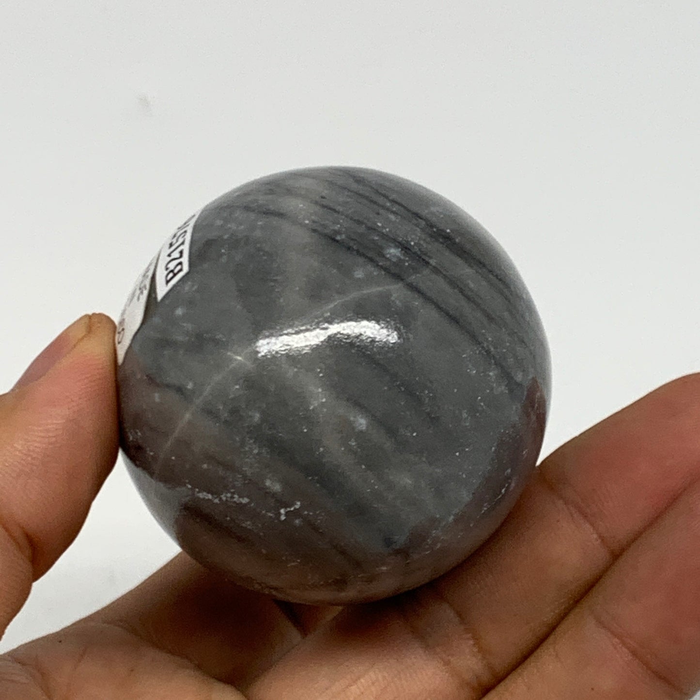 206.9g, 2.6"x1.9" Natural Gray Onyx Egg Gemstone Mineral, from Mexico, B21576