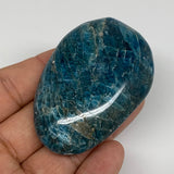 91.5g,2.5"x1.7"x0.8" Blue Apatite Palm-Stone Polished Reiki @Madagascar, B12051