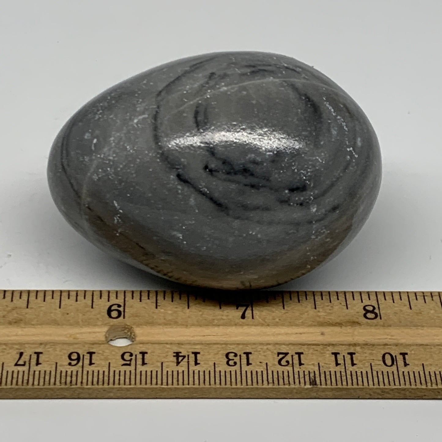 206.9g, 2.6"x1.9" Natural Gray Onyx Egg Gemstone Mineral, from Mexico, B21576