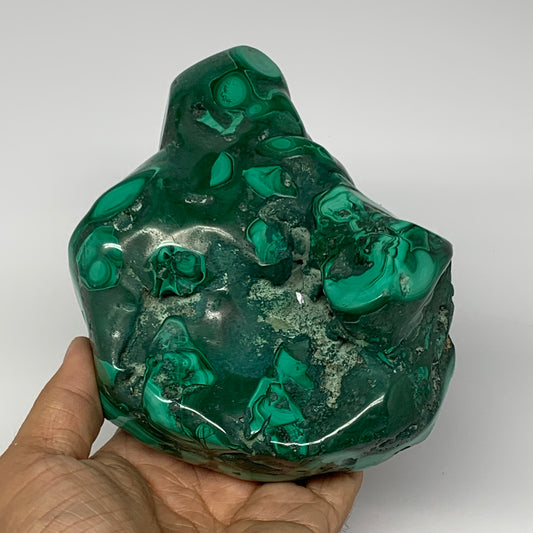 1435g, 5.5"x4.5"x3.4" Natural Malachite Freeform Polished @Congo, B18451