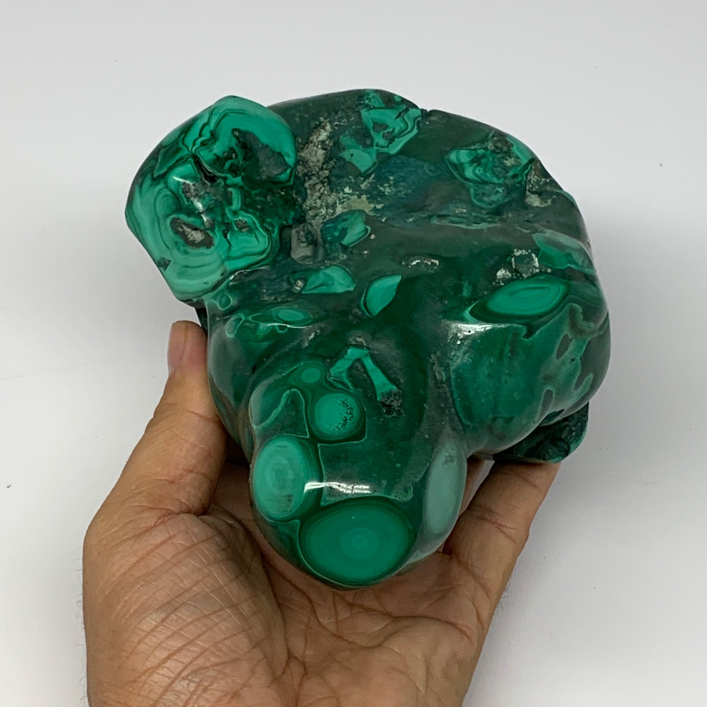 1435g, 5.5"x4.5"x3.4" Natural Malachite Freeform Polished @Congo, B18451