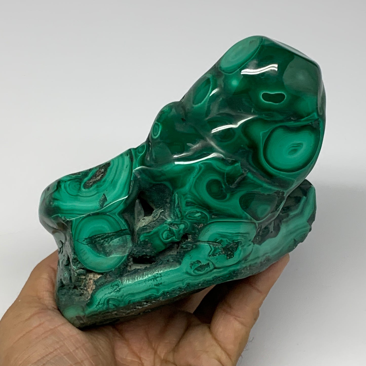 1435g, 5.5"x4.5"x3.4" Natural Malachite Freeform Polished @Congo, B18451