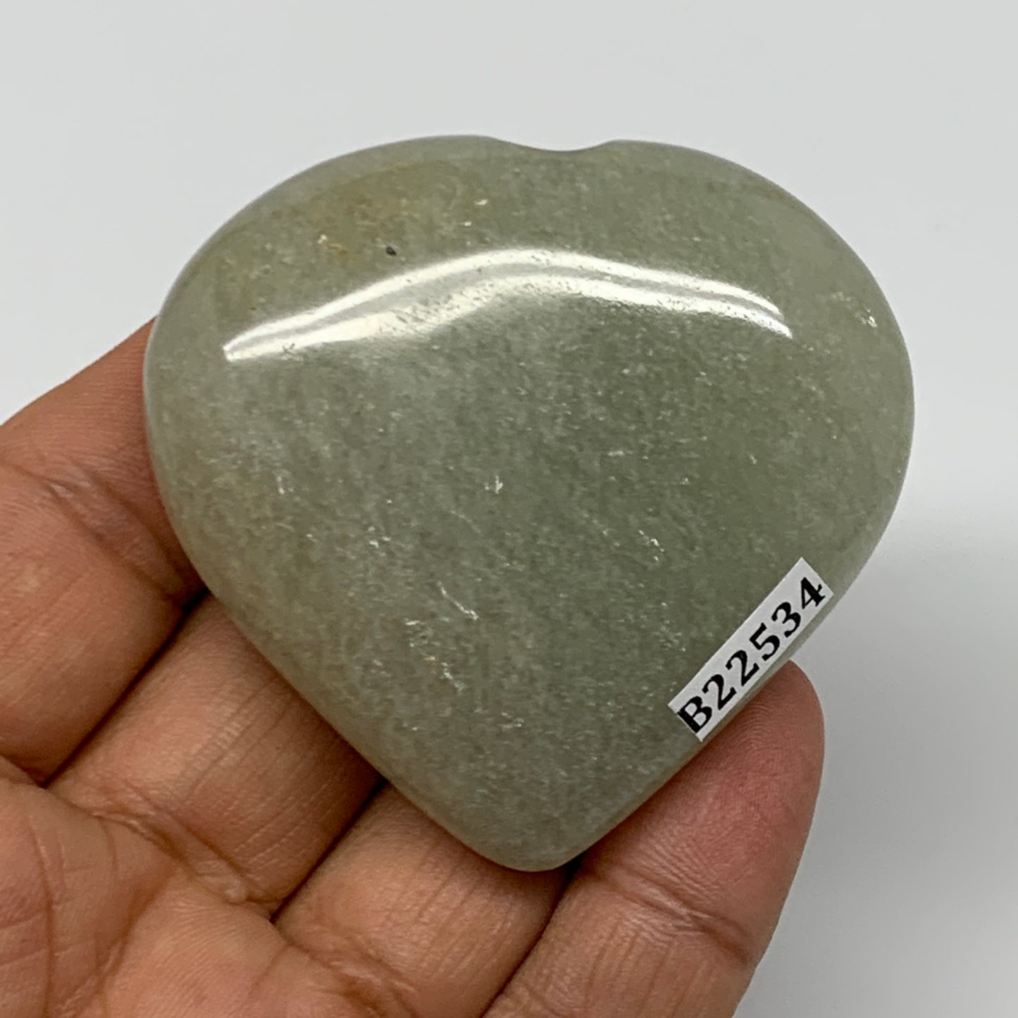 83.5g,2.1"x2"x0.8" Natural Green Aventurine Heart Crystal Stone @India, B22534