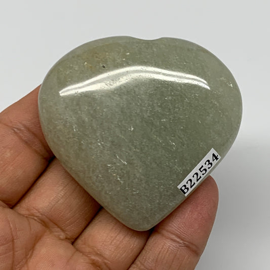 83.5g,2.1"x2"x0.8" Natural Green Aventurine Heart Crystal Stone @India, B22534