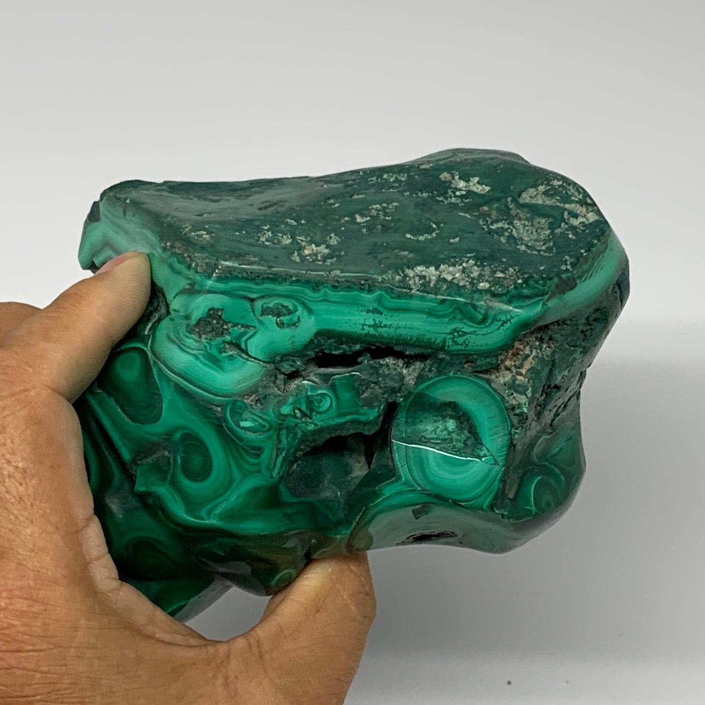 1435g, 5.5"x4.5"x3.4" Natural Malachite Freeform Polished @Congo, B18451