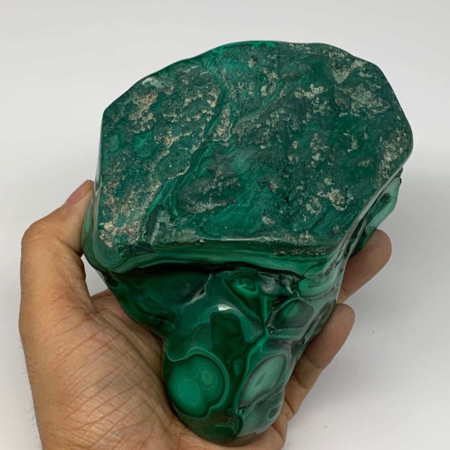1435g, 5.5"x4.5"x3.4" Natural Malachite Freeform Polished @Congo, B18451
