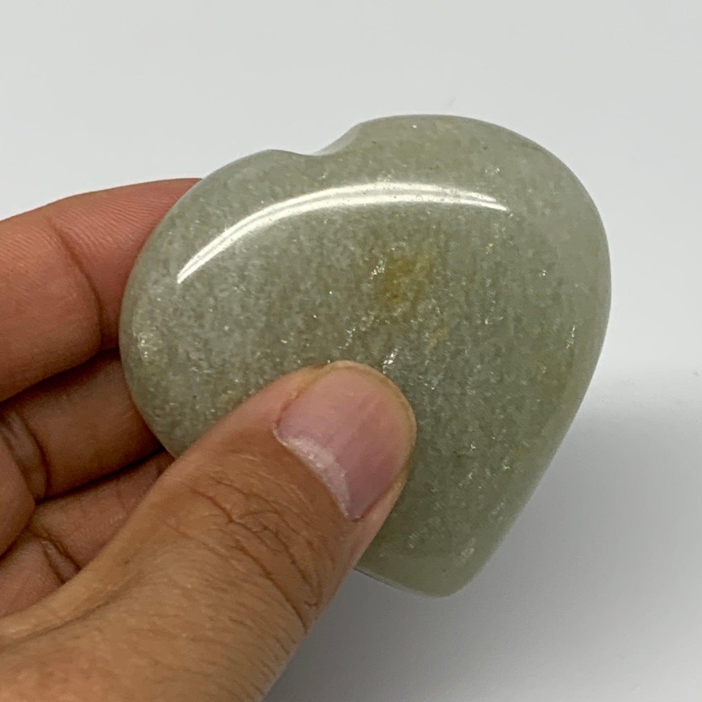 83.5g,2.1"x2"x0.8" Natural Green Aventurine Heart Crystal Stone @India, B22534