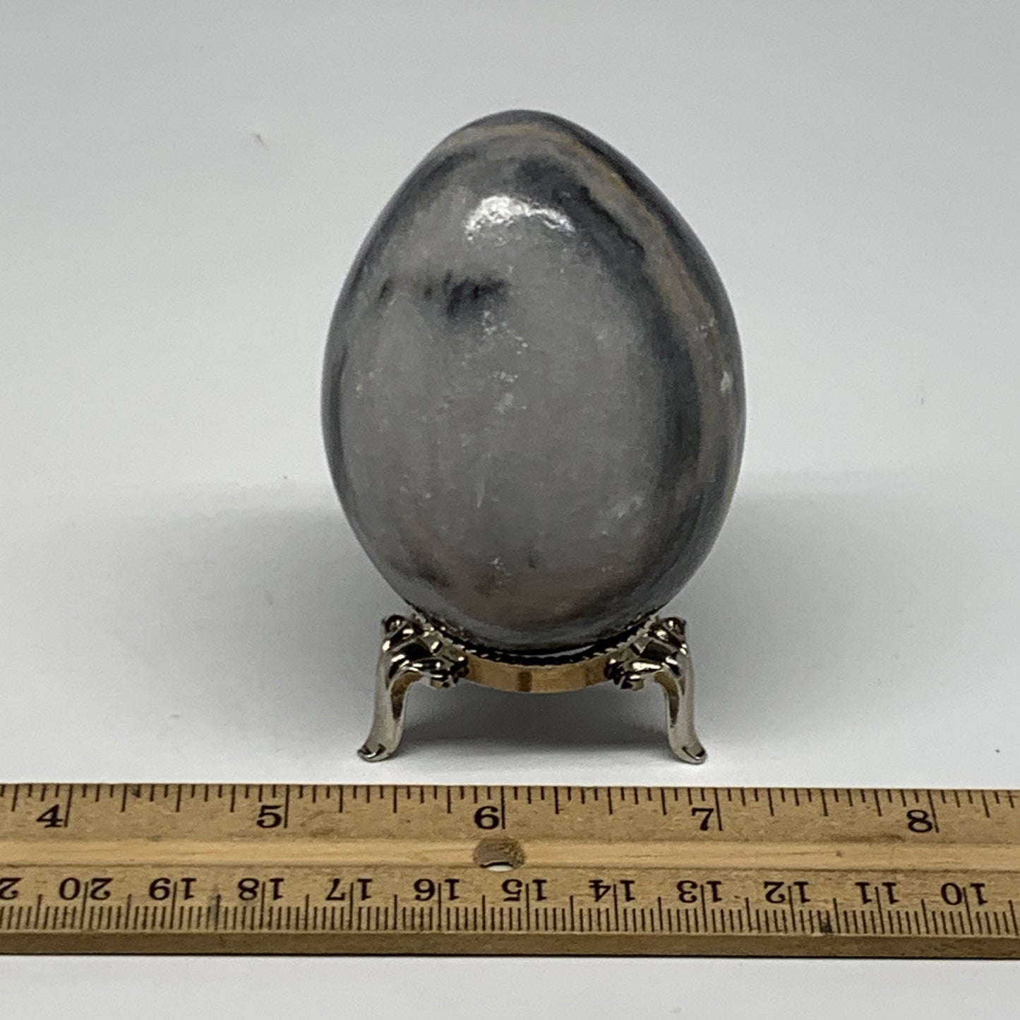 226.6g, 2.6"x2" Natural Gray Onyx Egg Gemstone Mineral, from Mexico, B21578