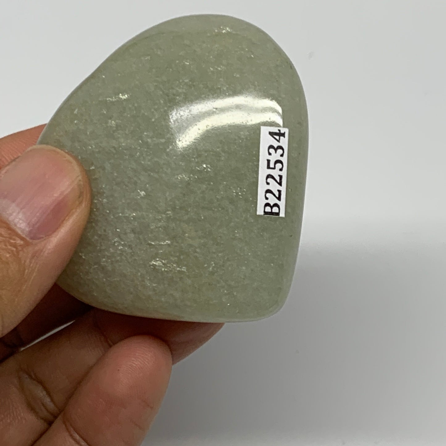 83.5g,2.1"x2"x0.8" Natural Green Aventurine Heart Crystal Stone @India, B22534