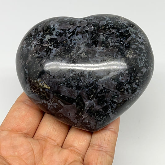 345.2g,2.8"x3.3"x1.5" Indigo Gabro Merlinite Heart Gemstone @Madagascar,B19899