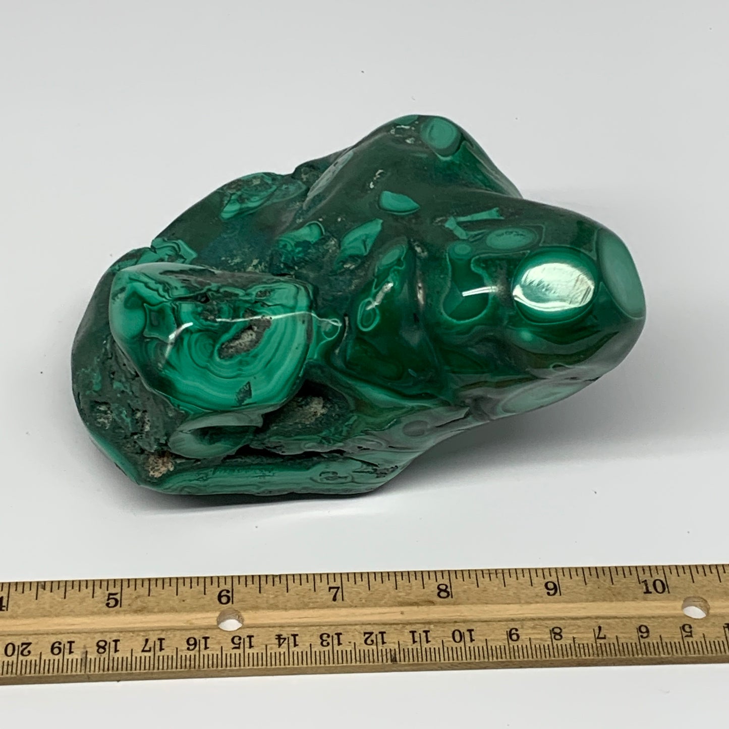 1435g, 5.5"x4.5"x3.4" Natural Malachite Freeform Polished @Congo, B18451