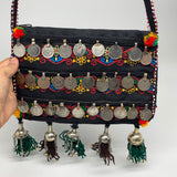 460g,9.5"x6.5"Turkmen Handbag Purse Crossbody Handmade Silk Coin @Afghanistan,P1
