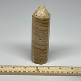 279.1g, 5.5"x1.5"x1.3" Natural Chocolate Calcite Tower Point Obelisk Crystal, B2