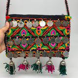 512g,10"x7"Turkmen Handbag Purse Crossbody Handmade Silk Coin @Afghanistan,P146