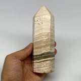 450.5g, 5.5"x1.8" Natural Chocolate Calcite Tower Point Obelisk Crystal, B23308