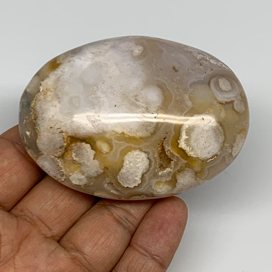 158.6g,2.9"x2.2"x1.2", Flower Agate Palm-Stone Crystal Reiki @Madagascar,B16130