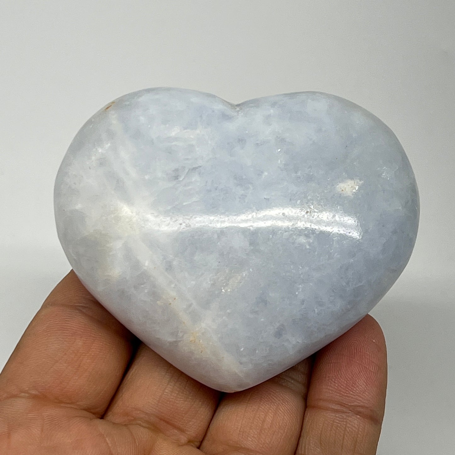 173.9g, 2.3"x2.7"x1.2" Blue Calcite Heart Gemstones Reiki @Madagascar,B20834