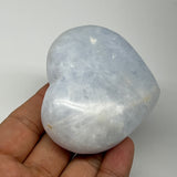 173.9g, 2.3"x2.7"x1.2" Blue Calcite Heart Gemstones Reiki @Madagascar,B20834
