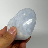 173.9g, 2.3"x2.7"x1.2" Blue Calcite Heart Gemstones Reiki @Madagascar,B20834