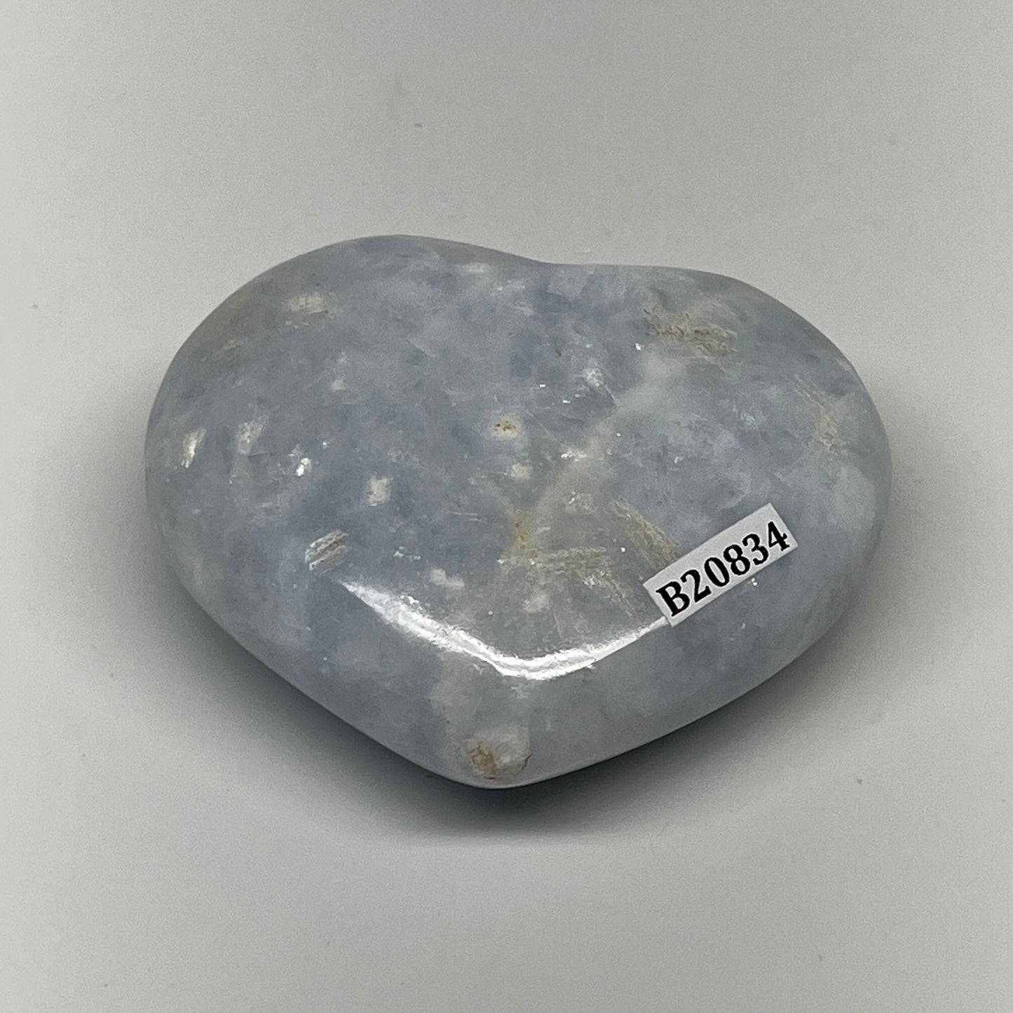 173.9g, 2.3"x2.7"x1.2" Blue Calcite Heart Gemstones Reiki @Madagascar,B20834