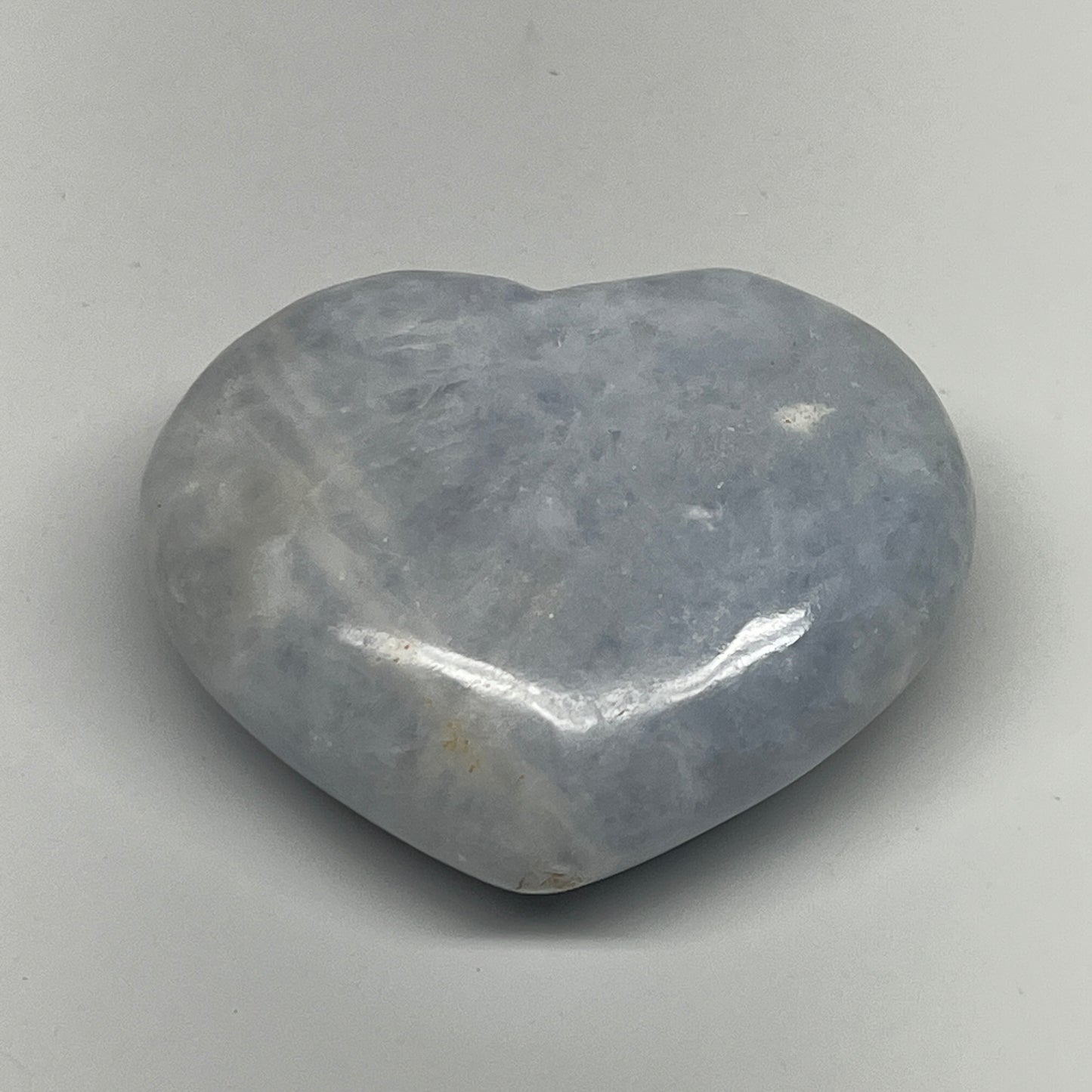 173.9g, 2.3"x2.7"x1.2" Blue Calcite Heart Gemstones Reiki @Madagascar,B20834