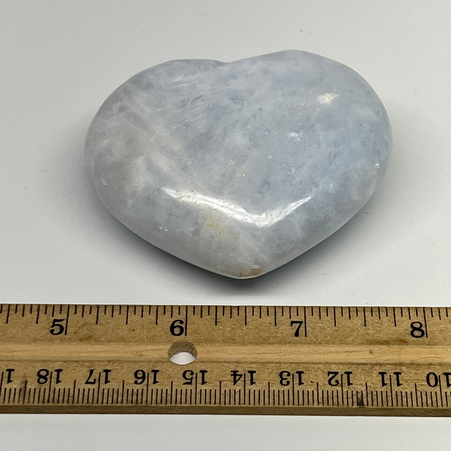 173.9g, 2.3"x2.7"x1.2" Blue Calcite Heart Gemstones Reiki @Madagascar,B20834