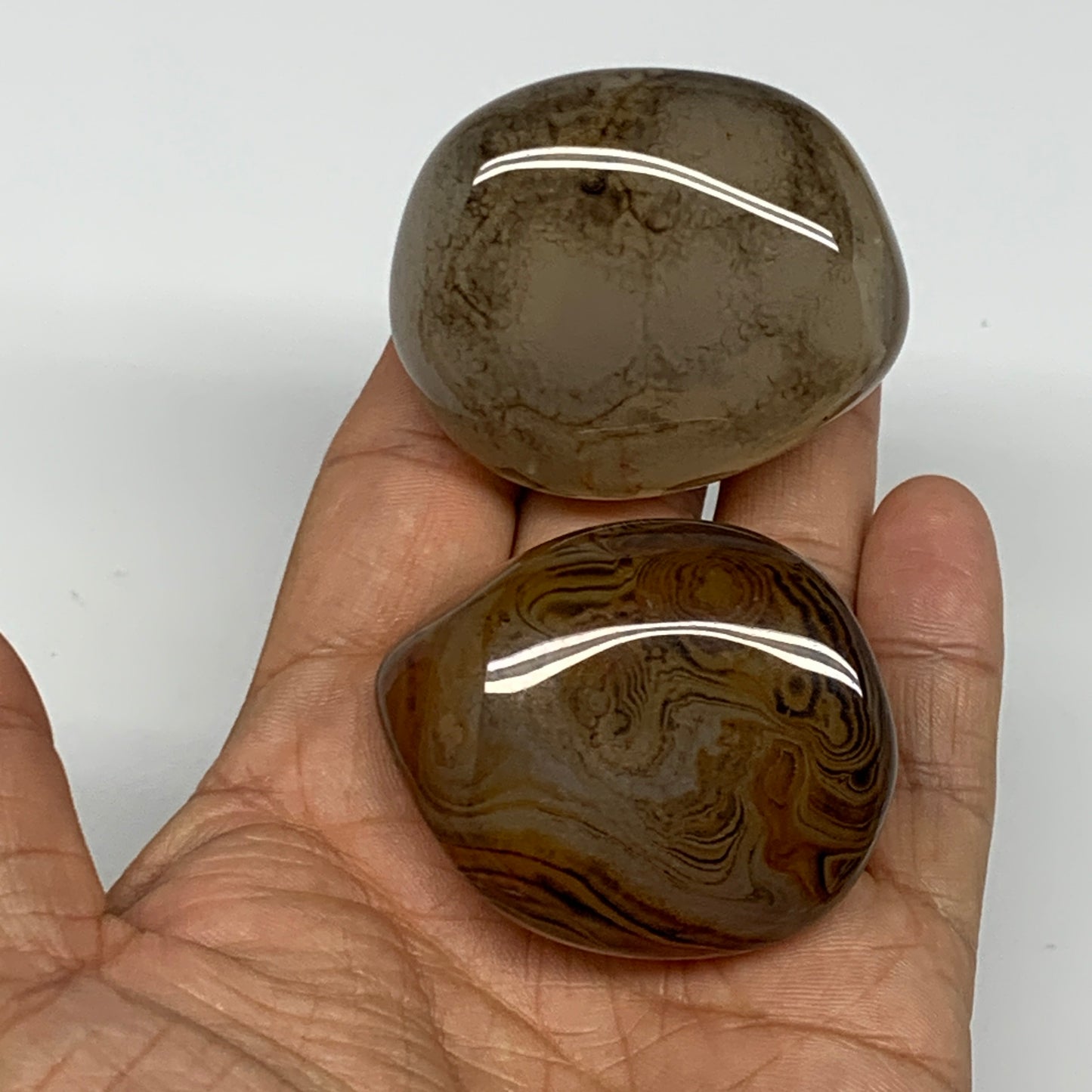 161.1g,1.9"-2", 2pcs, Sardonyx Palm-Stone Gem Crystal Polished Reiki, B26480