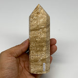 323.9g, 5.2"x1.5" Natural Chocolate Calcite Tower Point Obelisk Crystal, B23309
