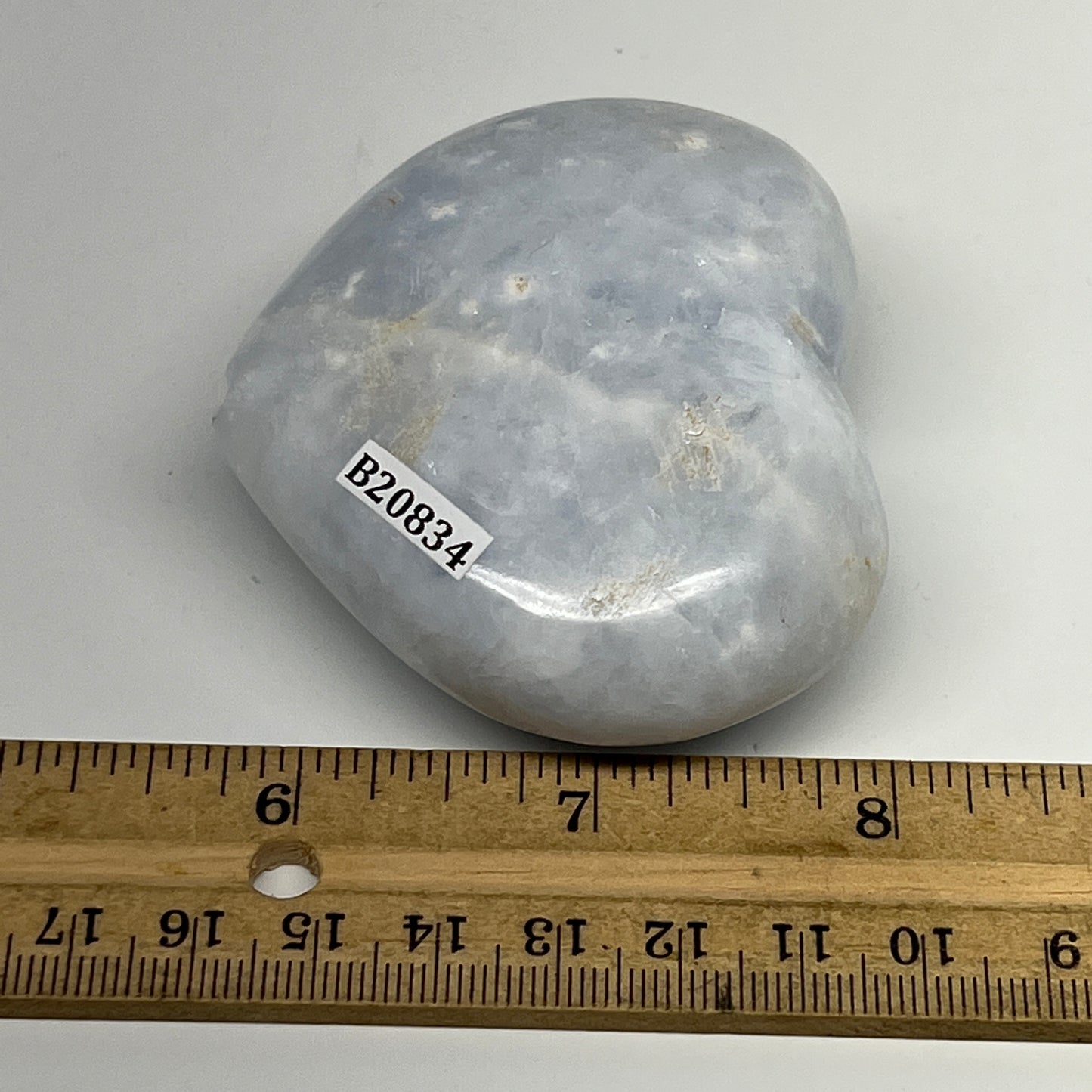 173.9g, 2.3"x2.7"x1.2" Blue Calcite Heart Gemstones Reiki @Madagascar,B20834