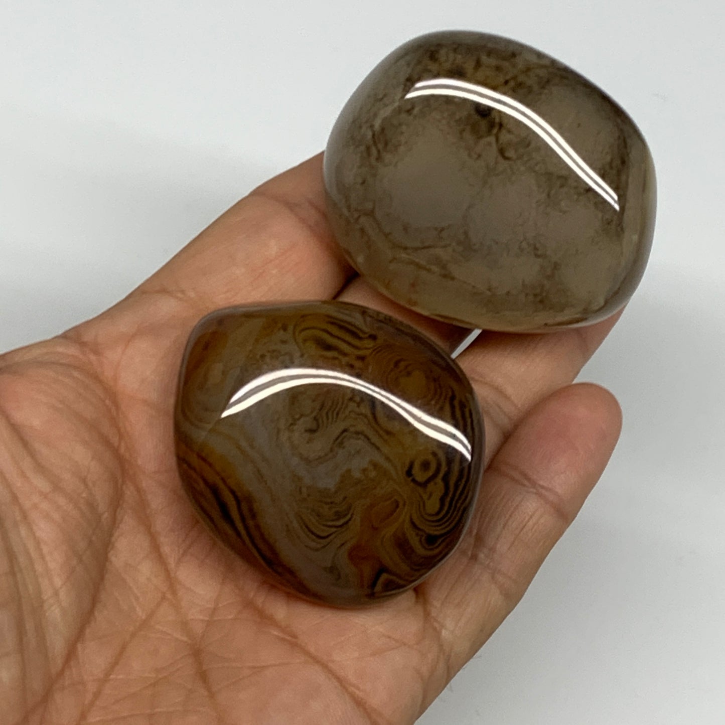 161.1g,1.9"-2", 2pcs, Sardonyx Palm-Stone Gem Crystal Polished Reiki, B26480