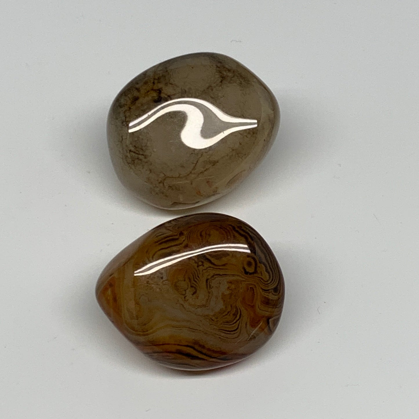 161.1g,1.9"-2", 2pcs, Sardonyx Palm-Stone Gem Crystal Polished Reiki, B26480