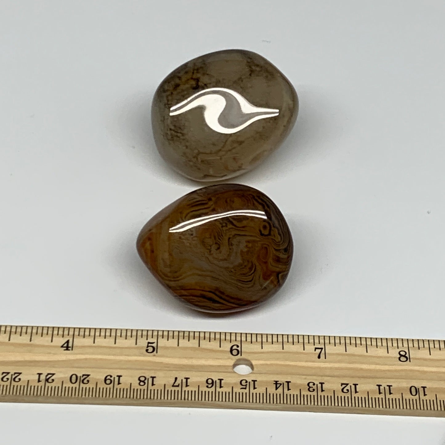 161.1g,1.9"-2", 2pcs, Sardonyx Palm-Stone Gem Crystal Polished Reiki, B26480