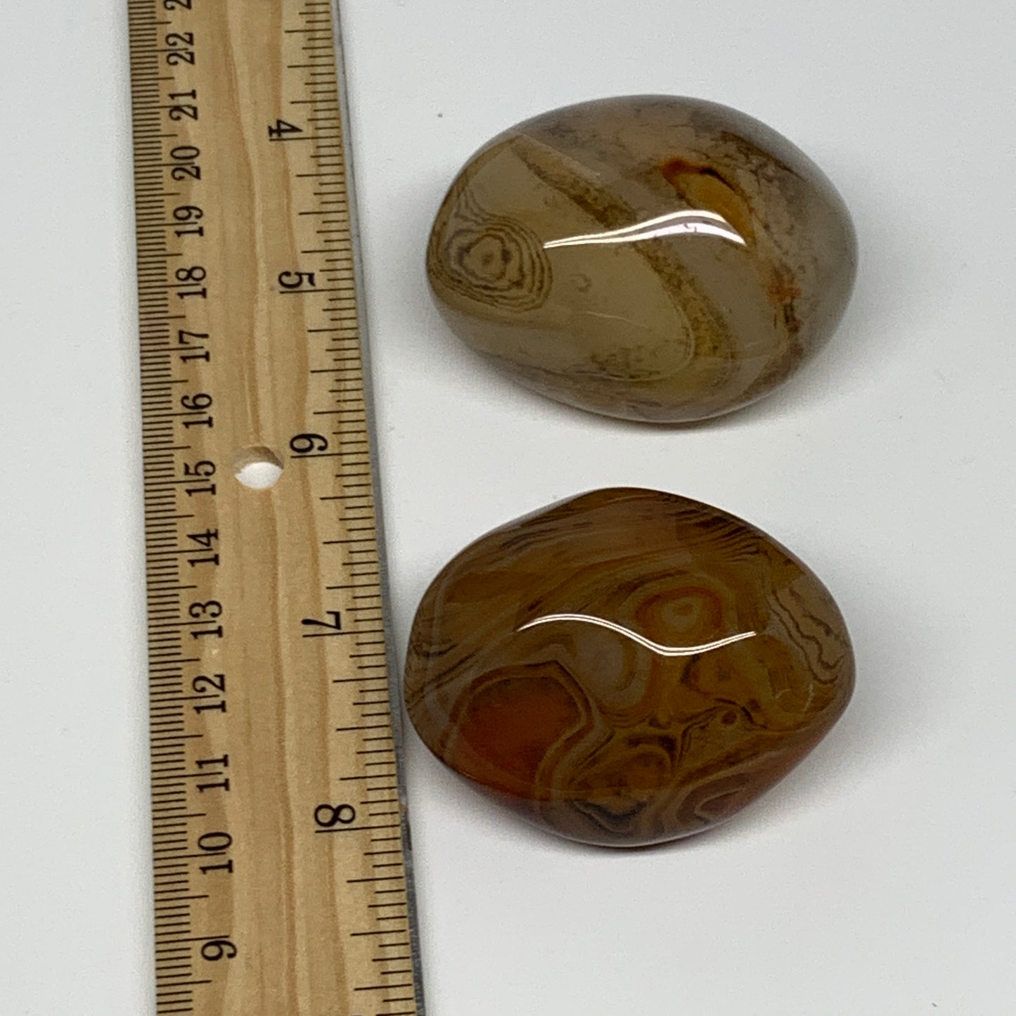 161.1g,1.9"-2", 2pcs, Sardonyx Palm-Stone Gem Crystal Polished Reiki, B26480