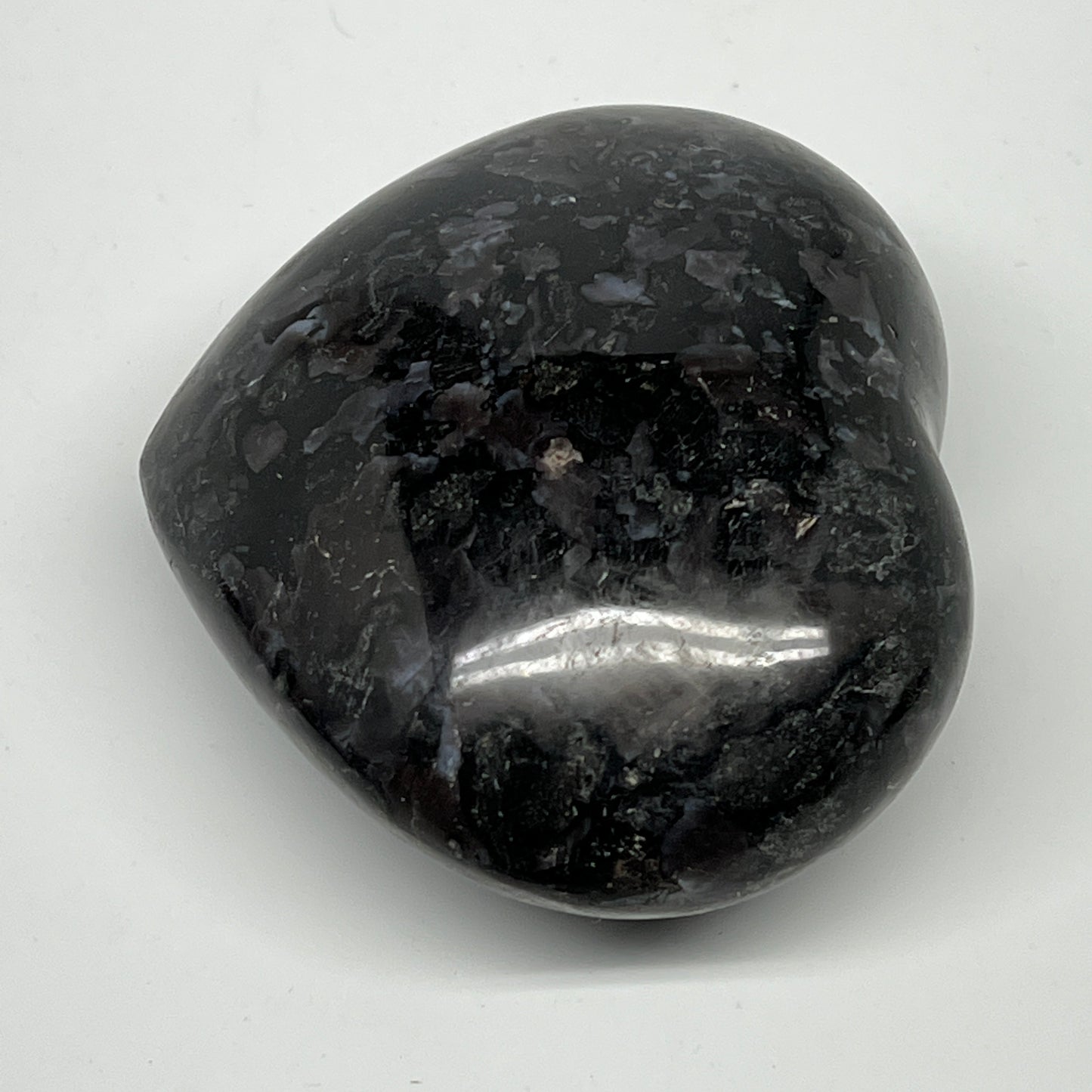 397.5g,3"x3.4"x1.7" Indigo Gabro Merlinite Heart Gemstone @Madagascar,B19901