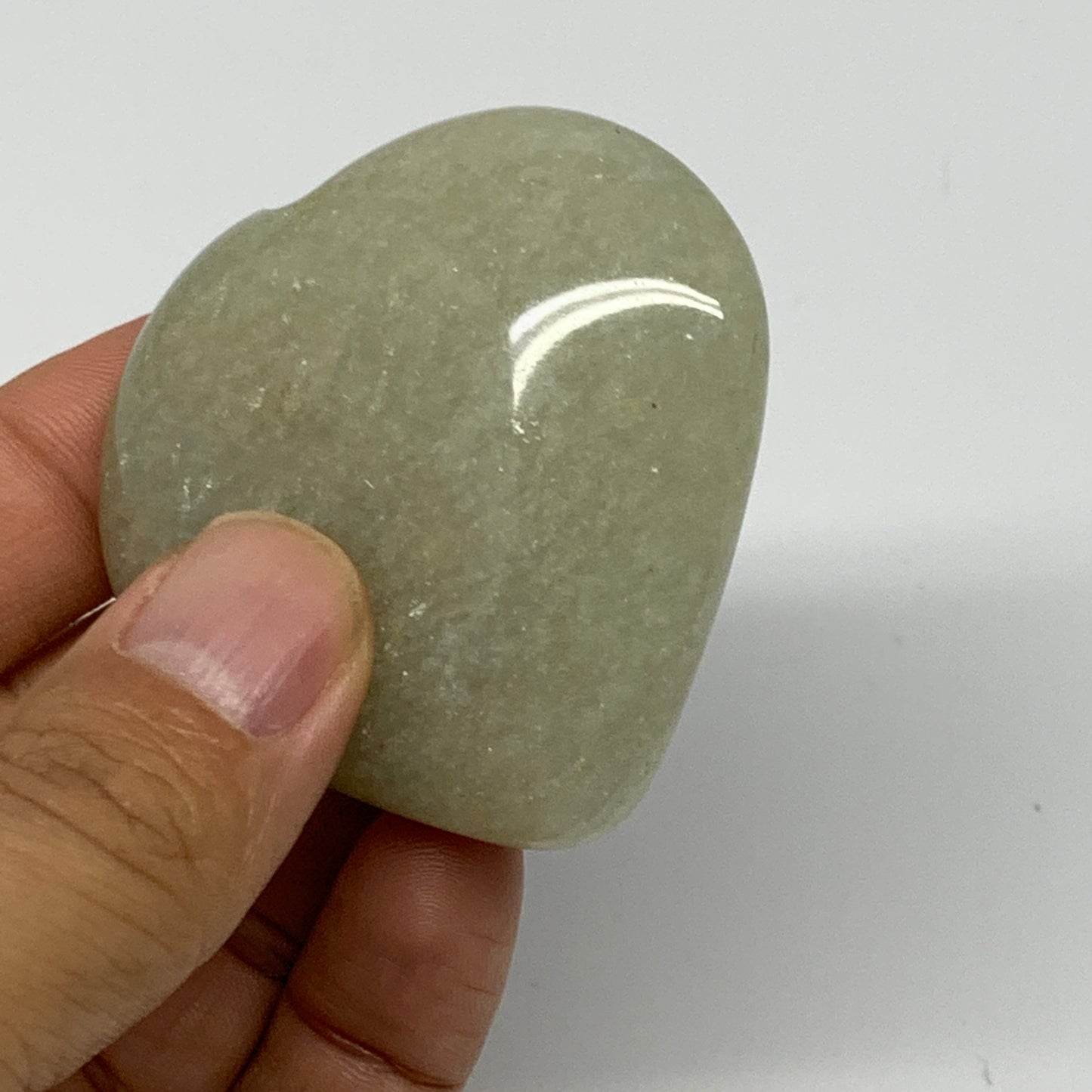 73g,2"x2.1`"x0.7" Natural Green Aventurine Heart Crystal Stone @India, B22537
