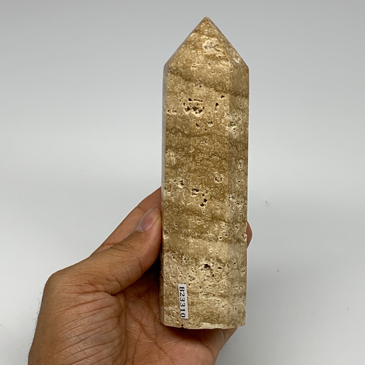 350.3g, 5.6"x1.5" Natural Chocolate Calcite Tower Point Obelisk Crystal, B23310