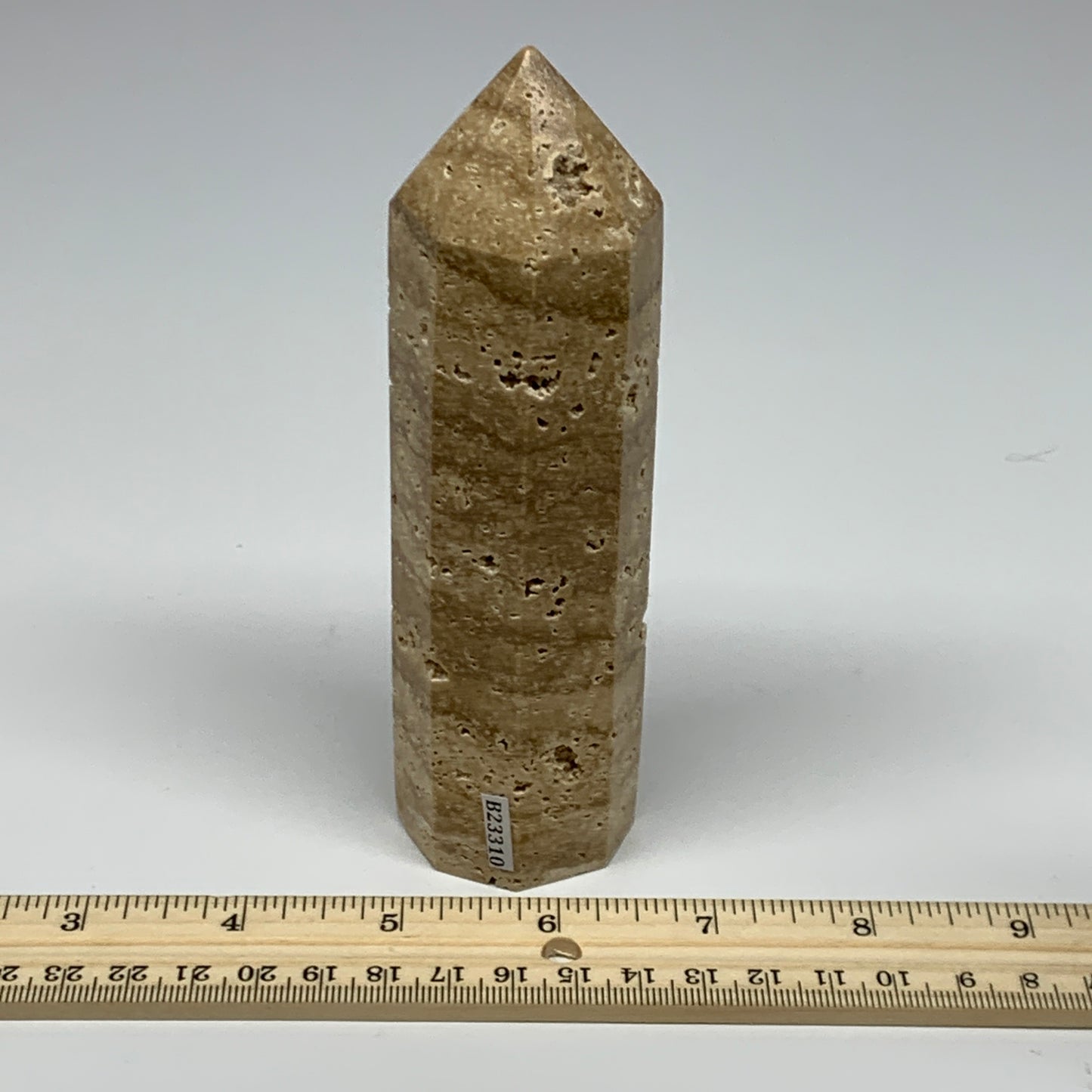 350.3g, 5.6"x1.5" Natural Chocolate Calcite Tower Point Obelisk Crystal, B23310