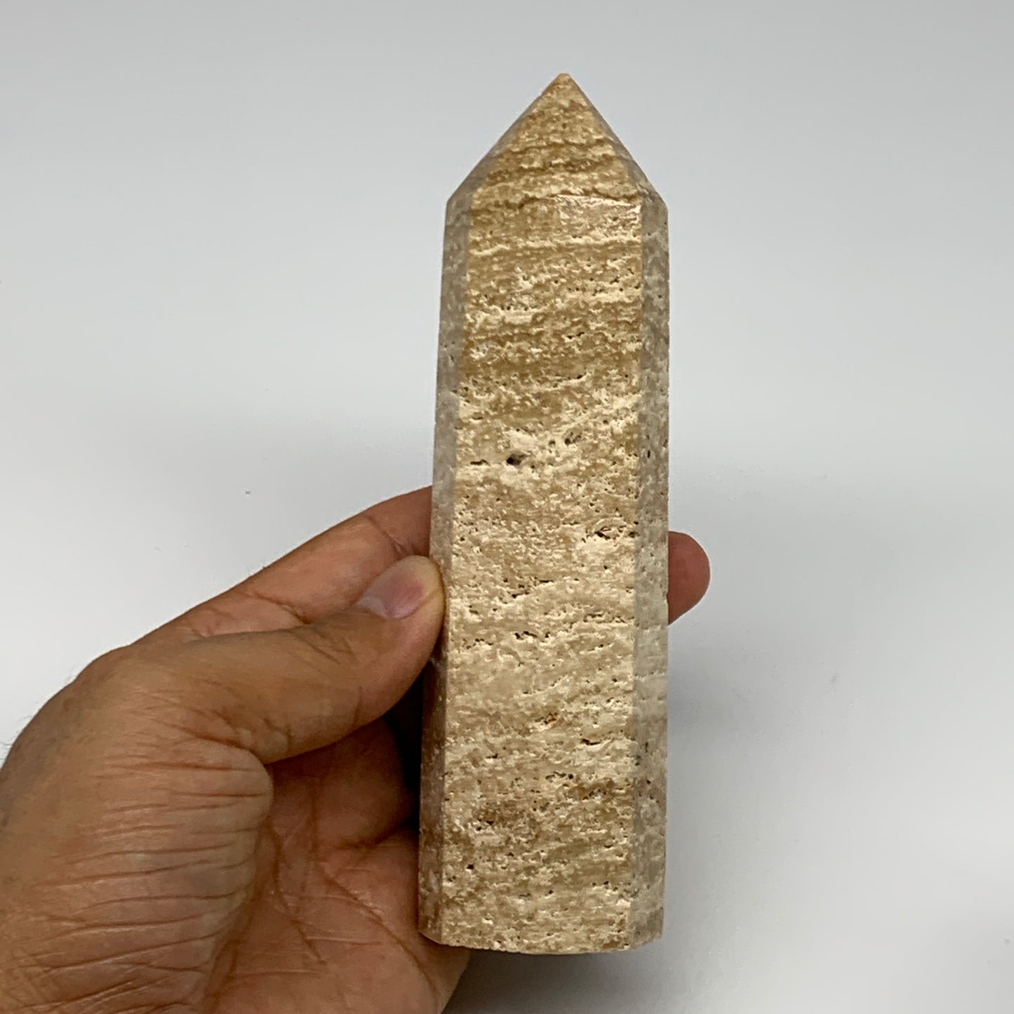 291.8g, 5.6"x1.5" Natural Chocolate Calcite Tower Point Obelisk Crystal, B23311