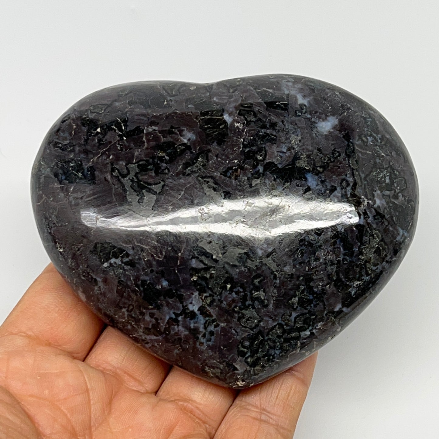 367.6g,3"x3.6"x1.3" Indigo Gabro Merlinite Heart Gemstone @Madagascar,B19903