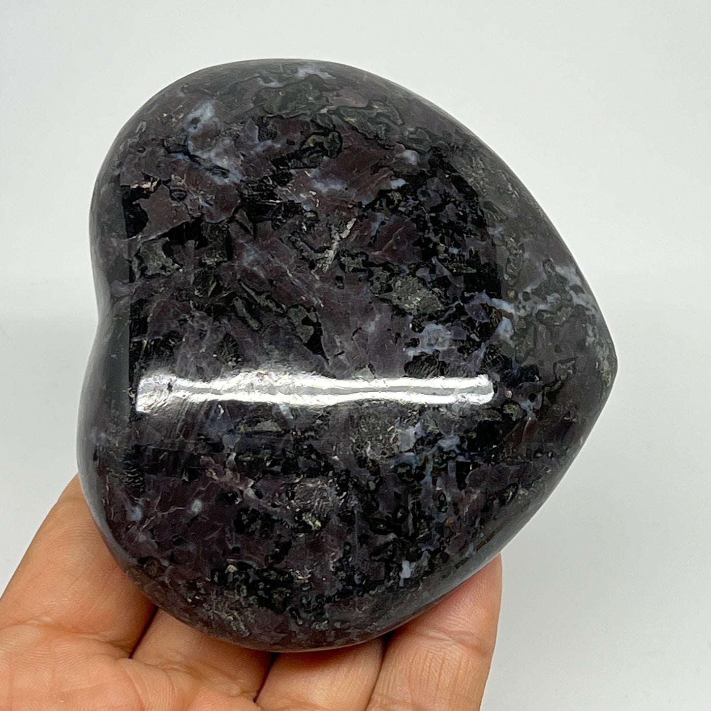 367.6g,3"x3.6"x1.3" Indigo Gabro Merlinite Heart Gemstone @Madagascar,B19903