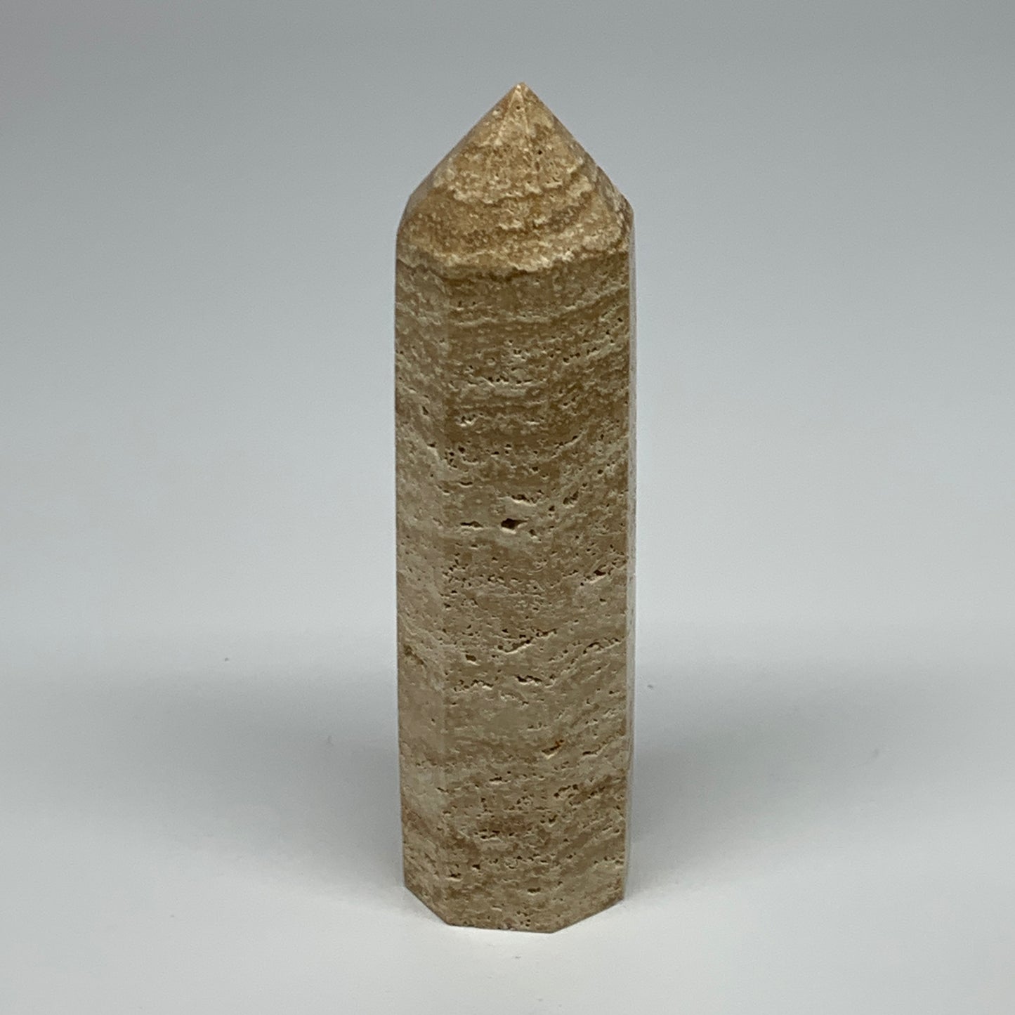 291.8g, 5.6"x1.5" Natural Chocolate Calcite Tower Point Obelisk Crystal, B23311