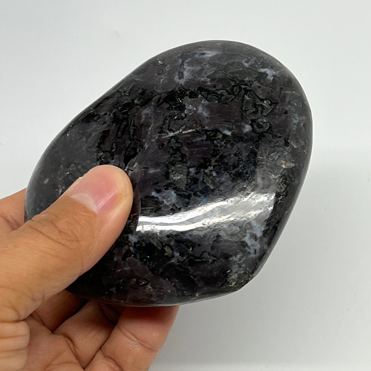 367.6g,3"x3.6"x1.3" Indigo Gabro Merlinite Heart Gemstone @Madagascar,B19903