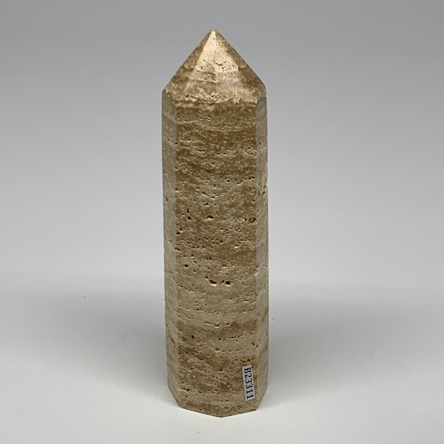 291.8g, 5.6"x1.5" Natural Chocolate Calcite Tower Point Obelisk Crystal, B23311