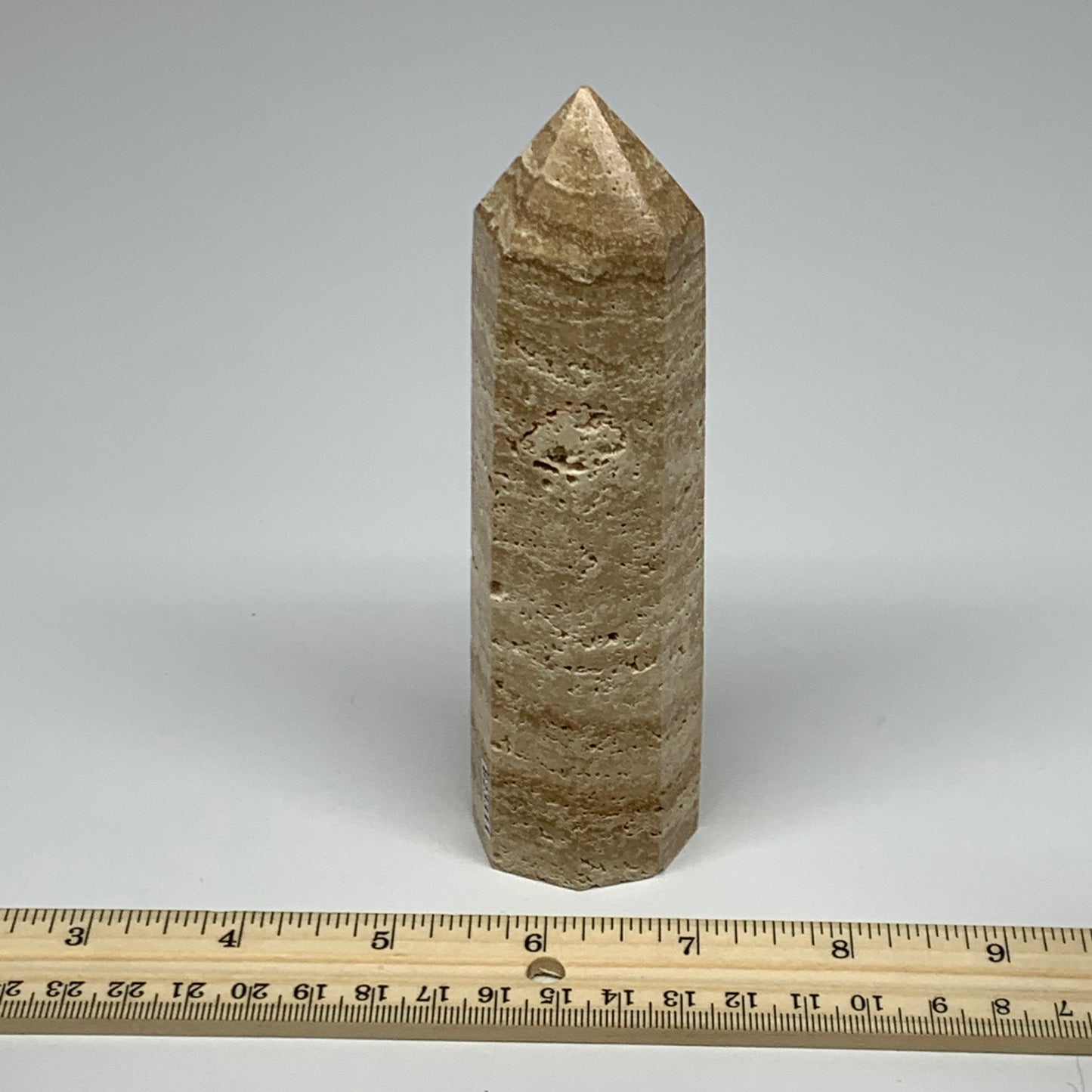 291.8g, 5.6"x1.5" Natural Chocolate Calcite Tower Point Obelisk Crystal, B23311
