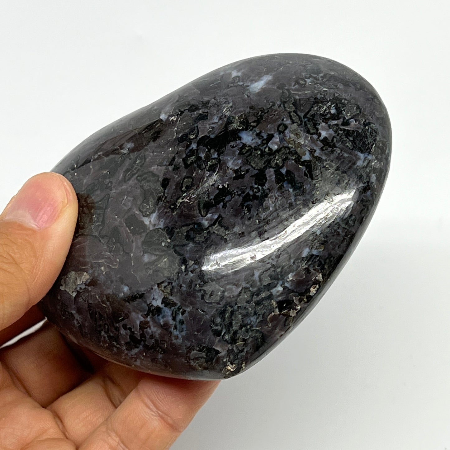 367.6g,3"x3.6"x1.3" Indigo Gabro Merlinite Heart Gemstone @Madagascar,B19903