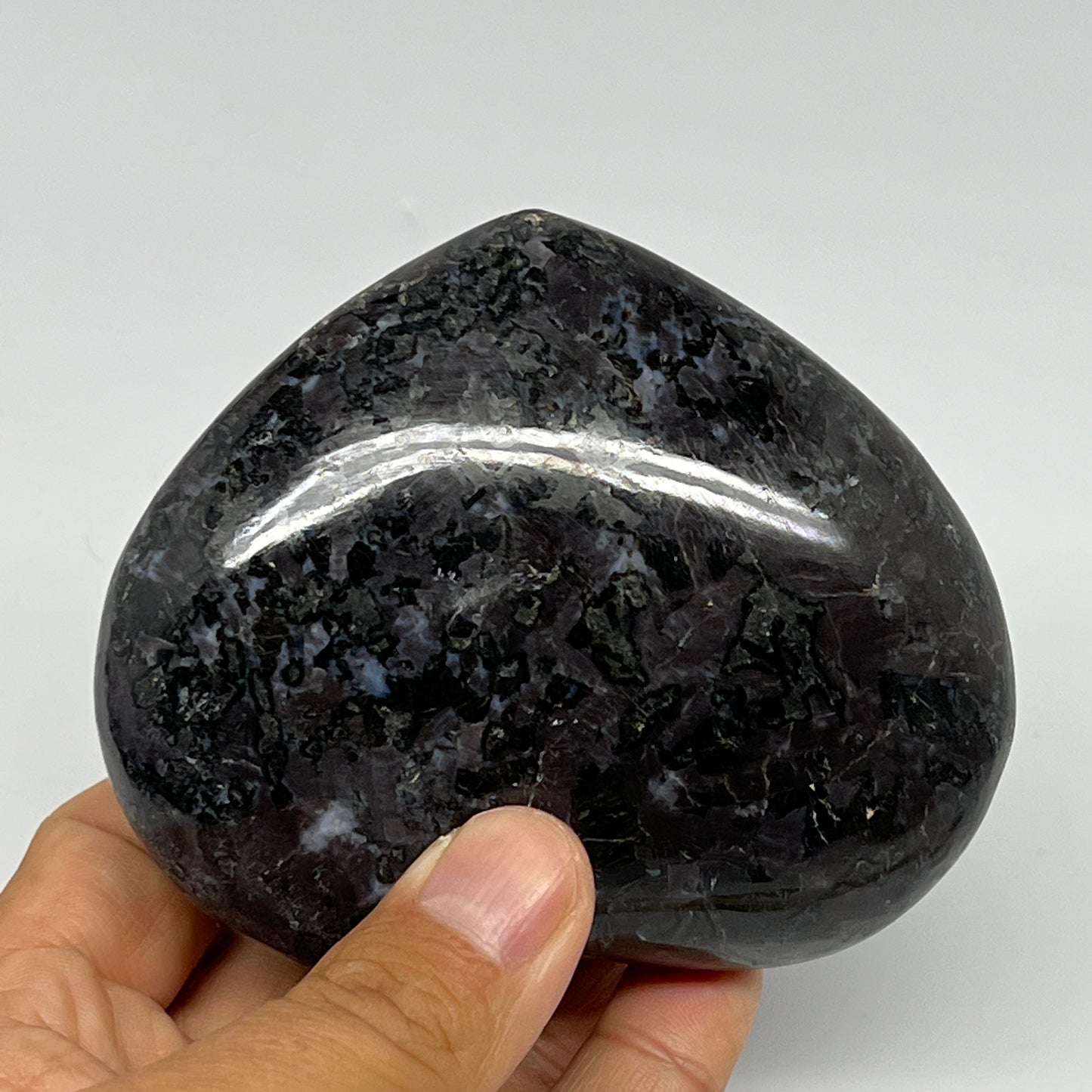 367.6g,3"x3.6"x1.3" Indigo Gabro Merlinite Heart Gemstone @Madagascar,B19903