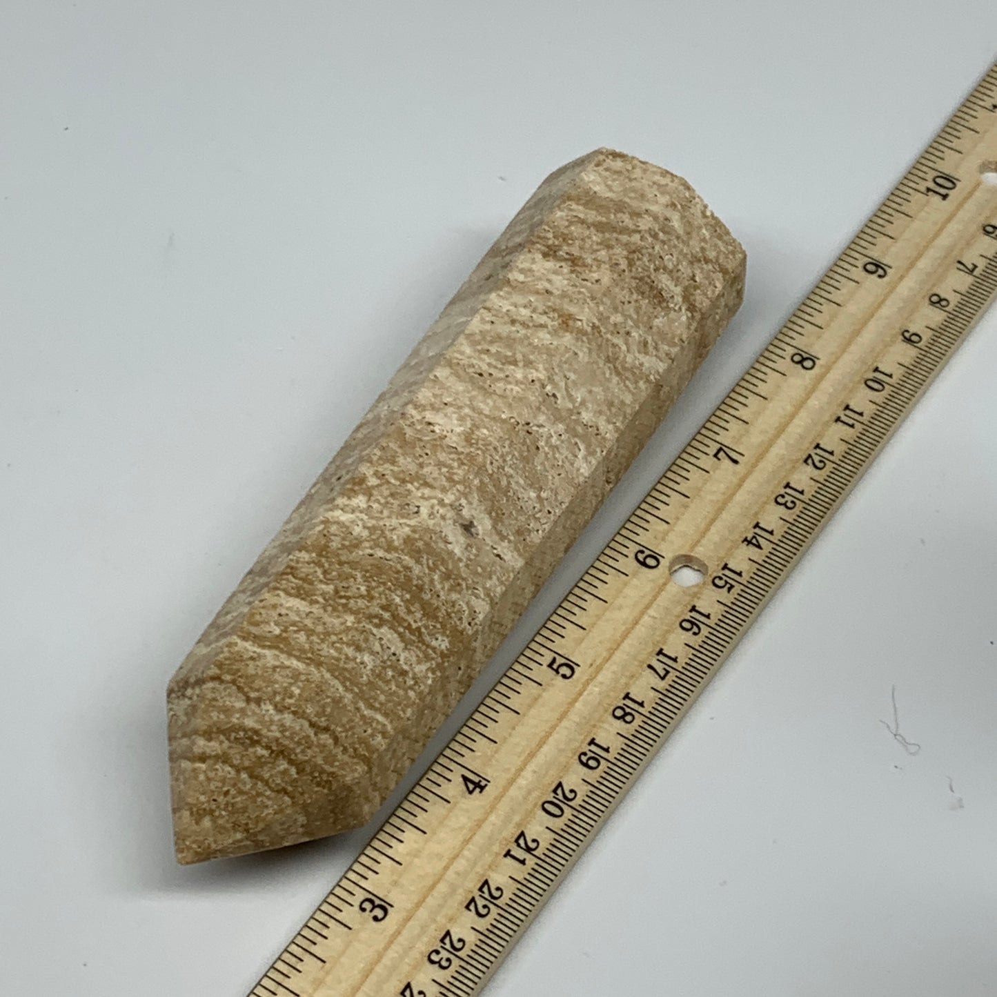 291.8g, 5.6"x1.5" Natural Chocolate Calcite Tower Point Obelisk Crystal, B23311