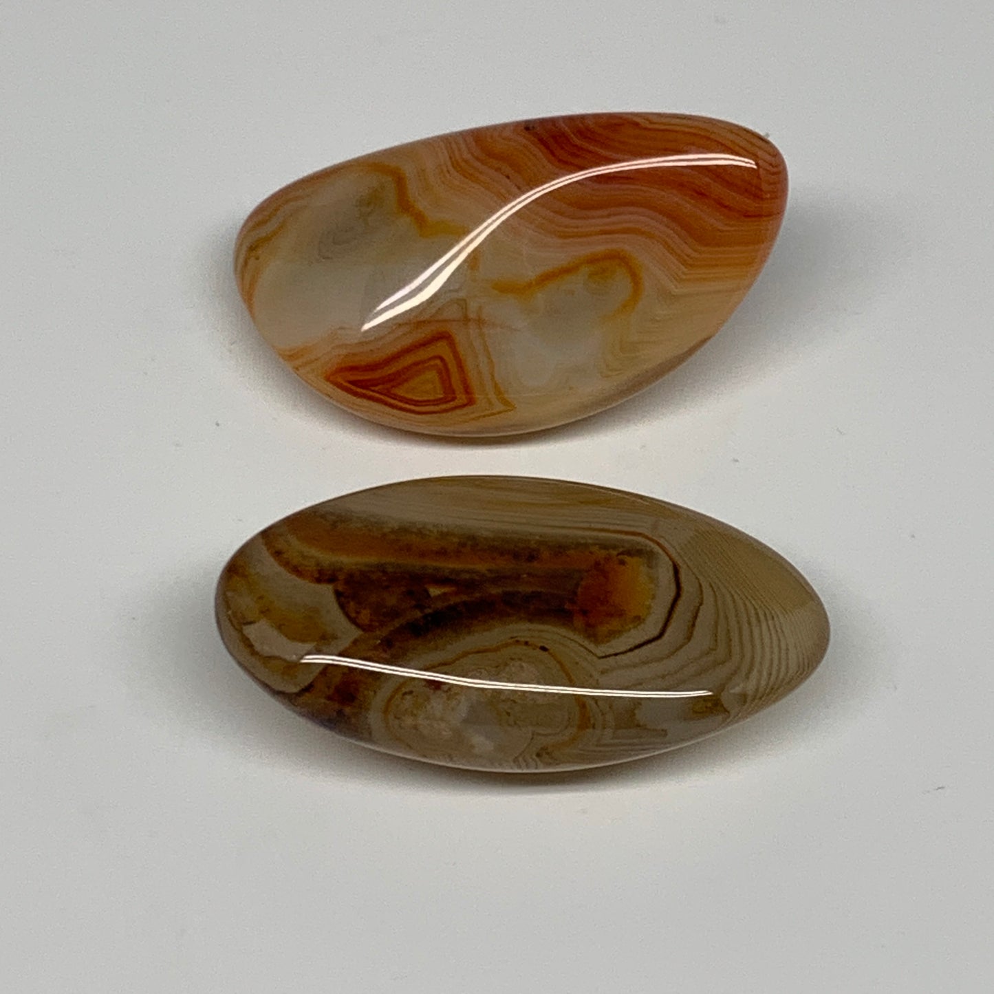 120.1g,2.5"-2.6", 2pcs, Sardonyx Palm-Stone Gem Crystal Polished Reiki, B26483