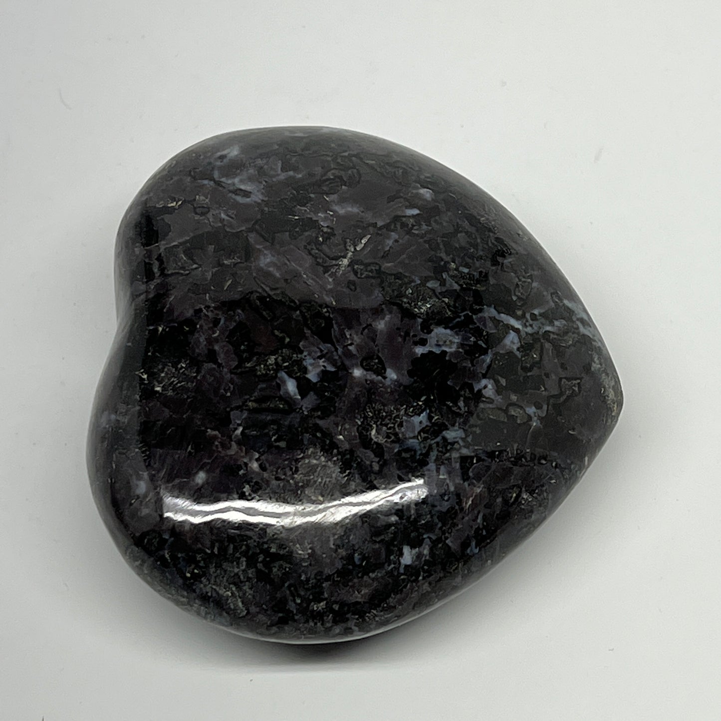367.6g,3"x3.6"x1.3" Indigo Gabro Merlinite Heart Gemstone @Madagascar,B19903
